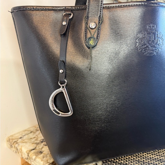 EUC Lauren Ralph Lauren Newbury Classic Black Leather Gorgeous Tote - Picture 4 of 16